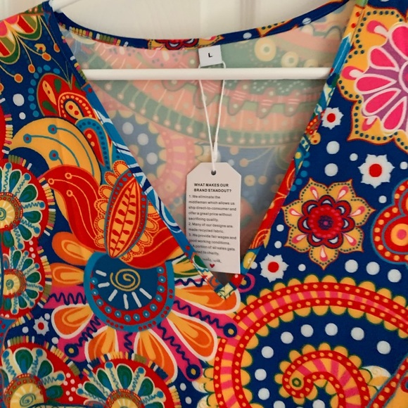 Paisley boho dress large vneck new nwt - Picture 5 of 5